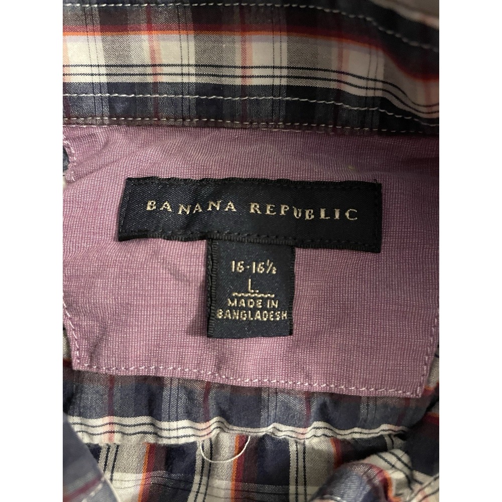 Banana Republic Long Sleeve Button Down Shirt Blue White Red Plaid Large JBHS - Picture 8 of 8